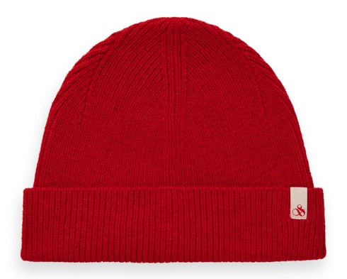 SCOTCH & SODA Blend Rib-Knit Beanie Ruby