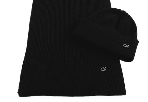 Calvin Klein CKJ Gifting Softies MONO BEANIE SCARF CK Black