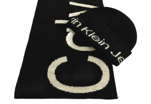 Calvin Klein CKJ Gifting Softies MONO BEANIE SCARF Black