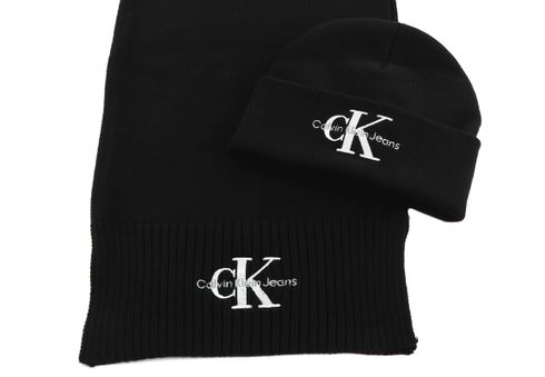 Calvin Klein CKJ Gifting Softies MONO BEANIE SCARF Black