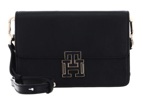 TOMMY HILFIGER Pushlock Leather Crossover Bag S Black