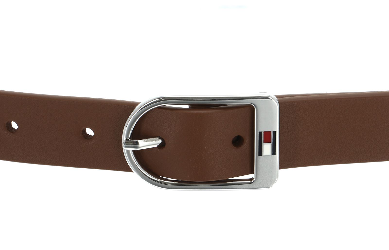 TOMMY HILFIGER Essential Flag Silver 2.5 Belt W75 Natural Cognac  