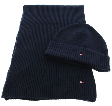 TOMMY HILFIGER Gifting Scarf and Flag Beanie Giftpack Space Blue