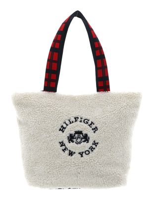 TOMMY HILFIGER TH Check Tote Ancient White