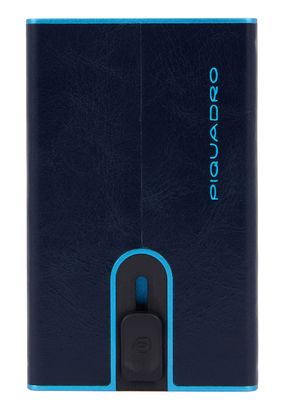 PIQUADRO Blue Square Card Case Slider CONNEQU Pocket Night Blue