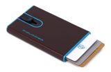 PIQUADRO Blue Square Credit Card Case Slider RFID Mogano