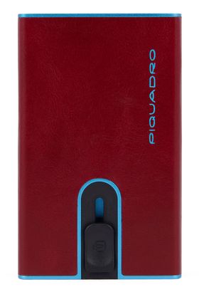 PIQUADRO Blue Square Compact Wallet Slider RFID Rosso