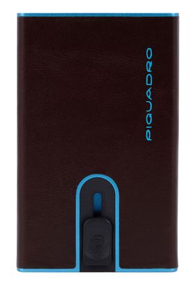 PIQUADRO Blue Square Compact Wallet Slider RFID Mogano