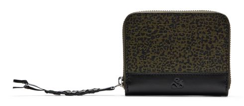 SCOTCH & SODA Printed Leather Wallet Leopard Spot Green