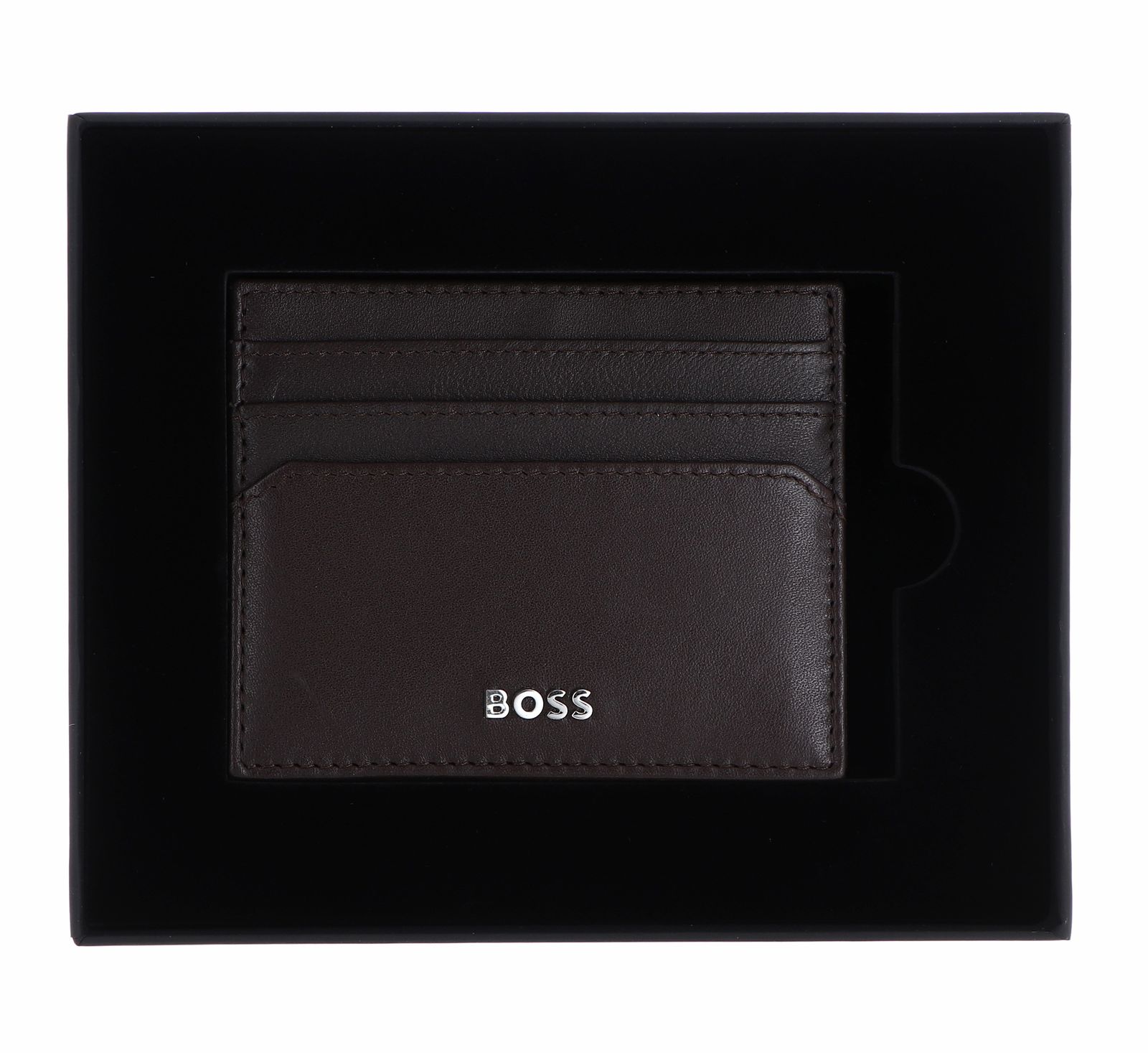 Porte-cartes Hugo Boss Classic Smooth - Noir, Cuir De Mouton, 6 Emplacements
