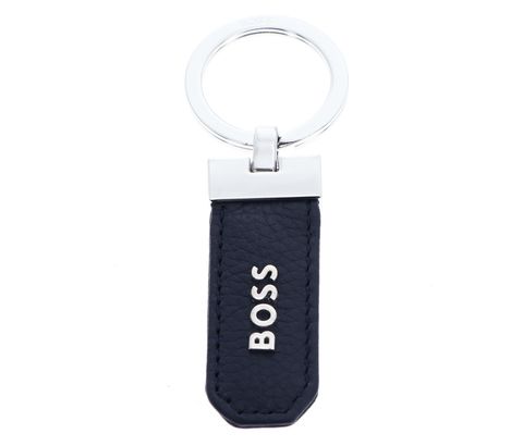 HUGO BOSS Classic Grained Keyring Dark Blue