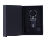 HUGO BOSS Classic Grained Keyring Dark Blue