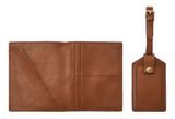 FOSSIL Gift Set Passport Case and Luggage Tag Brown