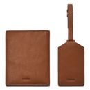 FOSSIL Gift Set Passport Case and Luggage Tag Brown