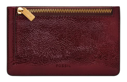 FOSSIL Logan Zip Card Case Red Mahogany