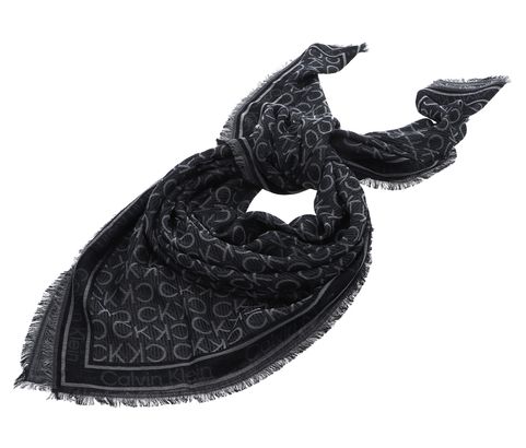 Calvin Klein Monogram Jaquard Scarf CK Black
