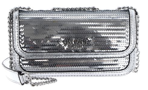 GUESS Kaska Mini Convertible Crossbody Flap Silver