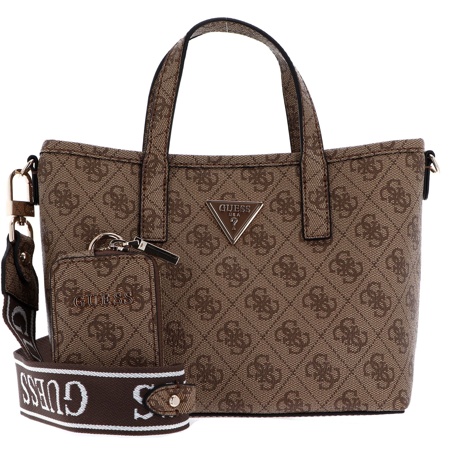 GUESS Women's Latona Mini Tote Crossbody Bag - Removable Pouch, Gold Hardware