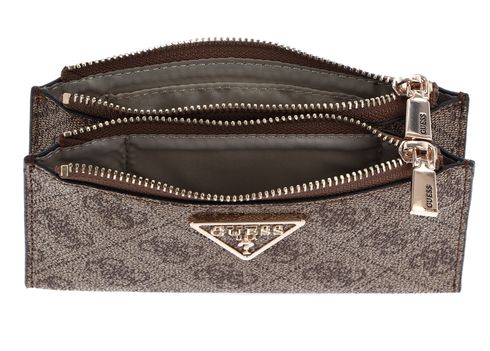 GUESS card case Laurel Double Zip Coin Purse Latte Logo | Buy bags