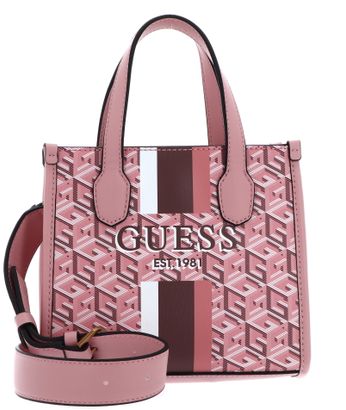 GUESS Silvana Two Compartment Mini Tote Apricot Rose Logo