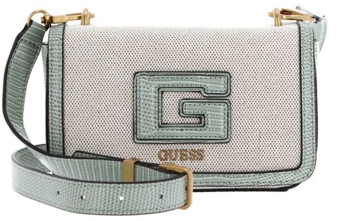 GUESS G Status Mini Crossbody Flap Bag Natural / Sage