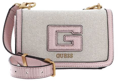 GUESS G Status Mini Crossbody Flap Bag Natural / Light Rose