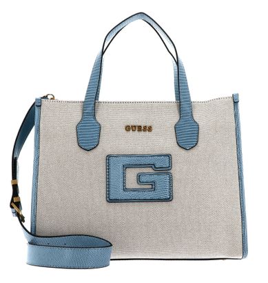 GUESS G Status Compartment Tote Natural / Light Denim