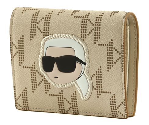 KARL LAGERFELD K / Ikonik 2.0 Mono CC Bifold Wallet Cream White