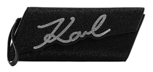 KARL LAGERFELD K / Evening Signature Clutch Rhinestones Black