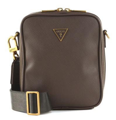 GUESS Certosa Smart Top Zip Crossbody Flat Dark Brown