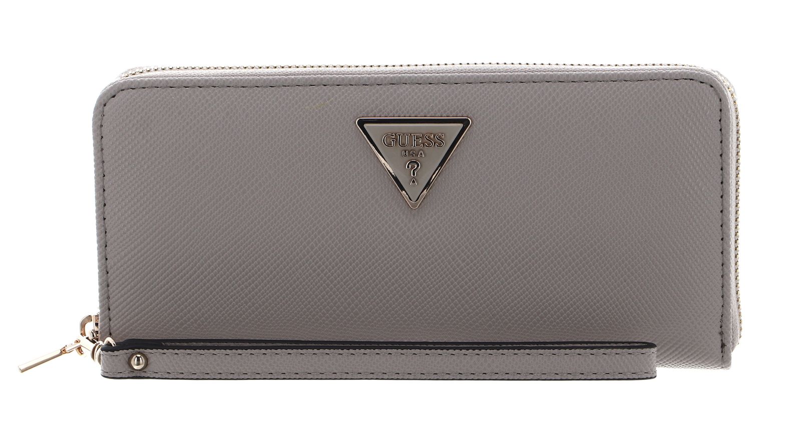Portafoglio GUESS Laurel II Large Zip Around - Cream White/Taupe, Multi Scomparti, Cinturino A Mano