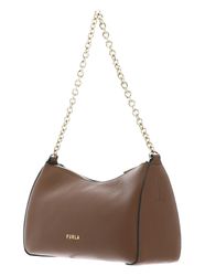 FURLA Primula Mini Crossbody Double Strap Cognac + Metal Taupe