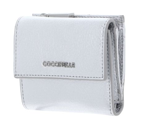 COCCINELLE Metallic Soft Wallet Grained Leather Silver