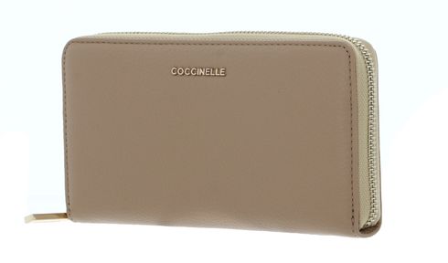 COCCINELLE Metallic Soft Wallet Grained Leather Fresh Beige