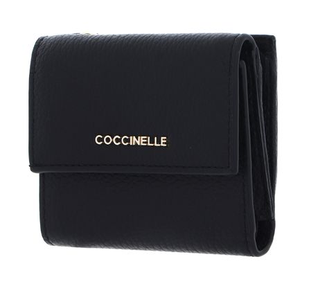 COCCINELLE Metallic Soft Wallet Grained Leather Noir