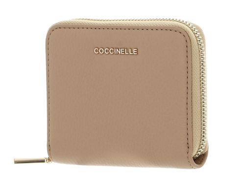 COCCINELLE Metallic Soft Leather Zip Around Wallet Fresh Beige