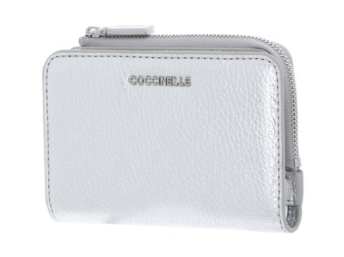 COCCINELLE Metallic Soft Wallet Grained Leather Silver