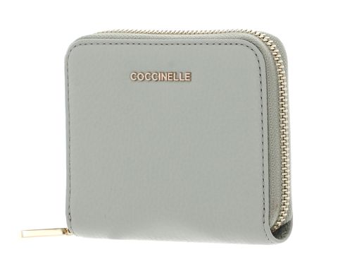 COCCINELLE Metallic Soft Leather Zip Around Wallet Celadon Green