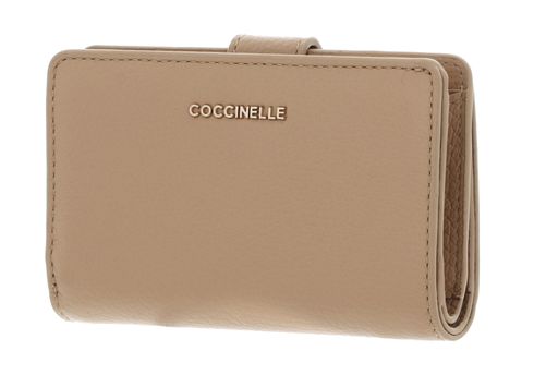 COCCINELLE Metallic Soft Mini Wallet Grained Leather Fresh Beige