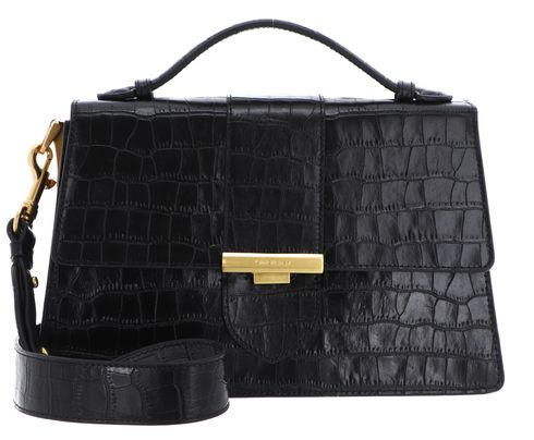 LANCASTER Exotic Croco Ily Handbag L Noir