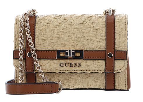 GUESS Emilee Mini Convertible Flap Crossbody Bag Natural / Cognac