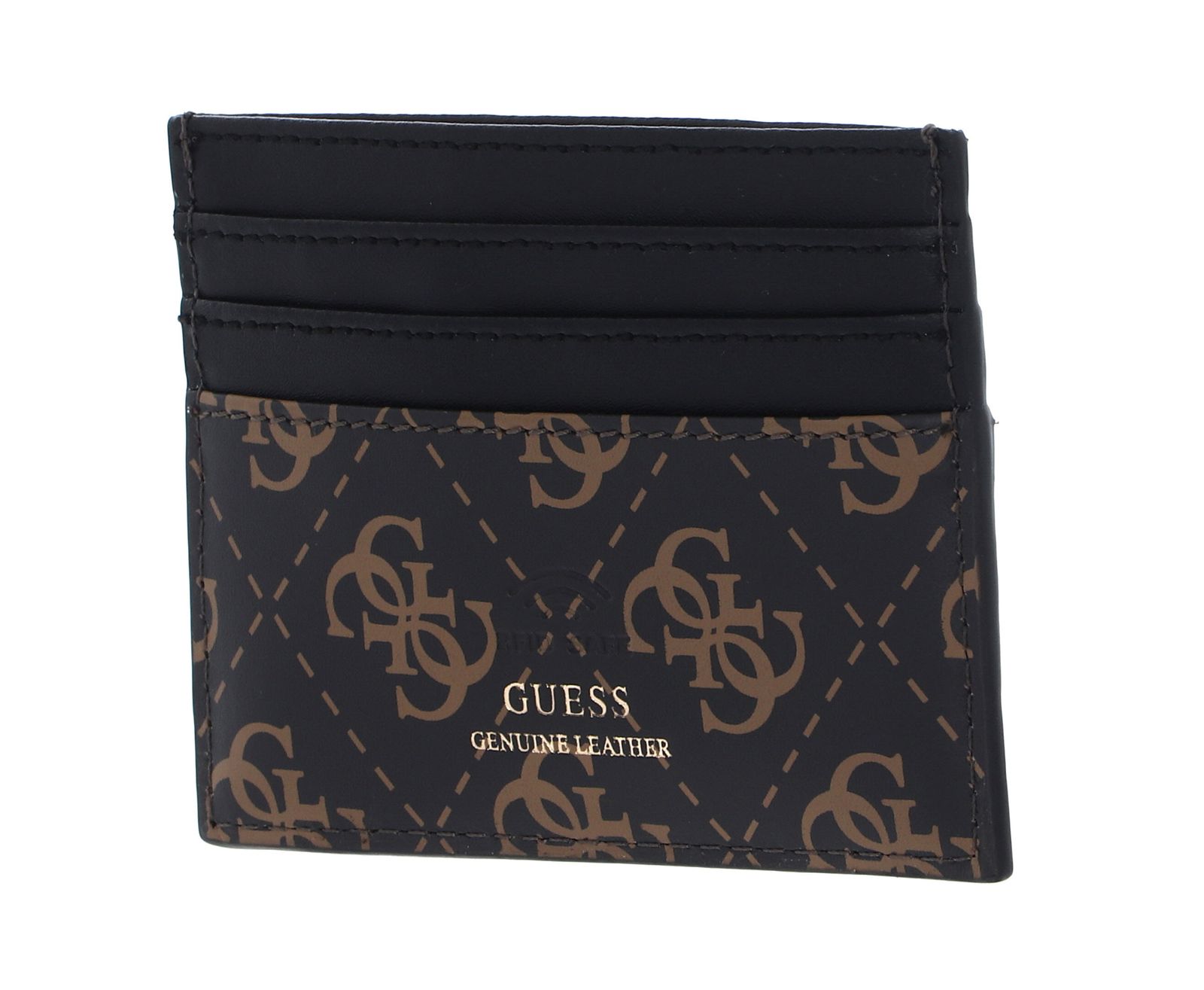 GUESS Portacard Mito In Pelle, Dark Black, 6 Slot Per Carte + Scomparto Con Cerniera, 11x9 Cm