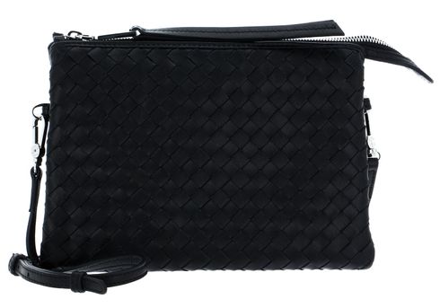 abro Leather Piuma Weaving Crossbody Bag Threefold Black / Nickel