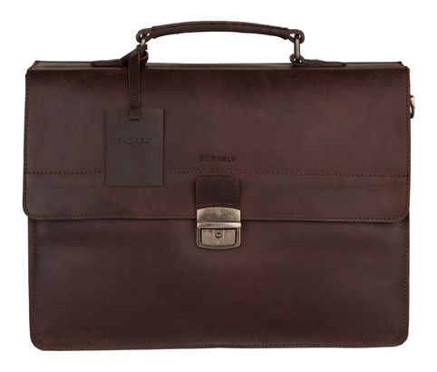 BURKELY Vintage Dean Briefcase 3-Compartments Dark Brown