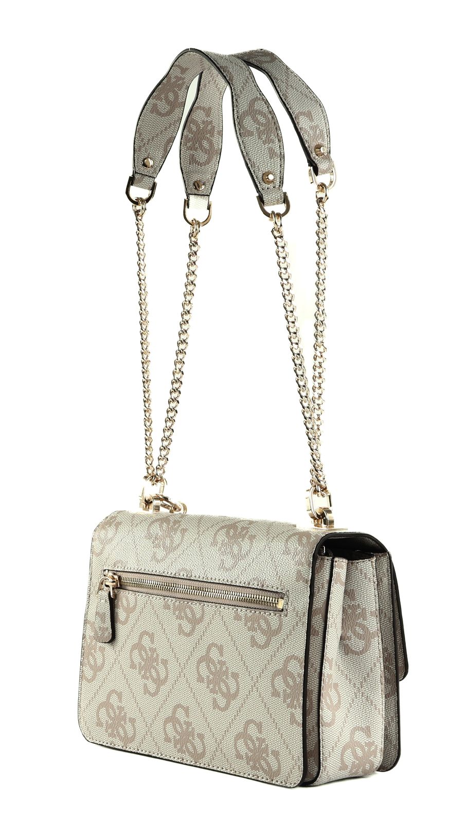 ショルダーバッグ・ポシェット Guess ELIETTE l Chain Buckle Flap Bag HO1A3A22 GUESS Eliette Mini Convertible Crossbody Flap, Latte Logo