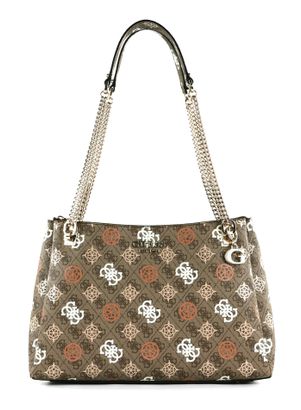 GUESS Eliette Logo Girlfriend Carryall Latte Logo Multi