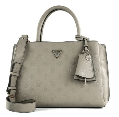 GUESS Jena Elite Luxury Satchel Taupe Logo