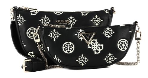 GUESS Deesa Logo Saddle Double Pouch Crossbody Black Logo