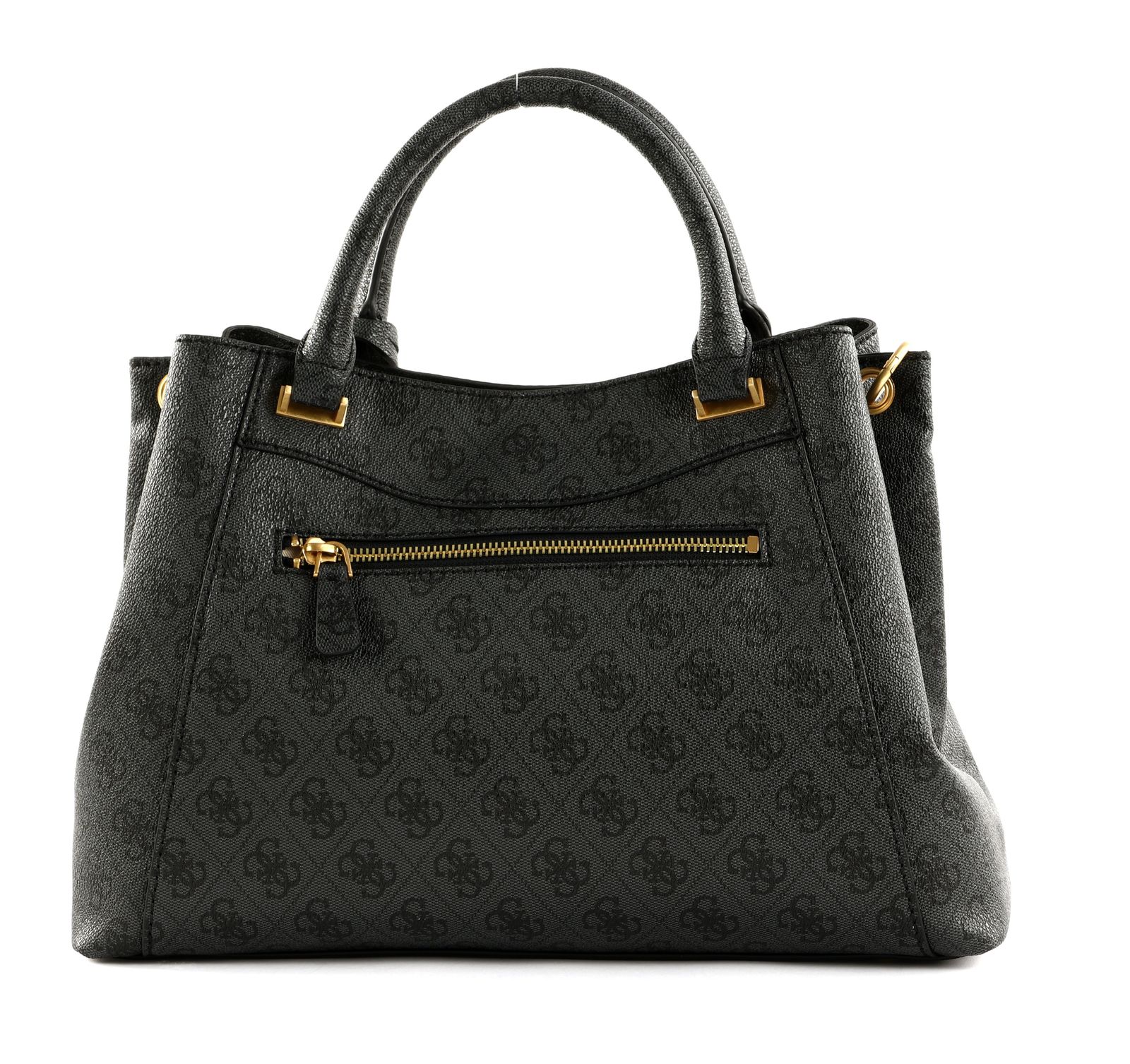 GUESS Schultertasche Emera Logo Girlfriend Satchel Coal Logo 