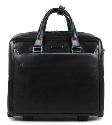 PIQUADRO Blue Square Wheeled Computer Briefcase Black